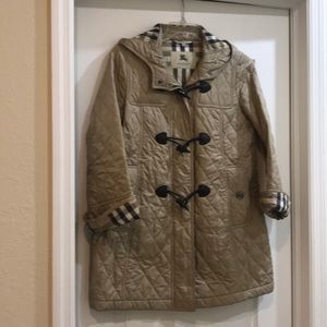 Burberry tan quilted coat with hood M